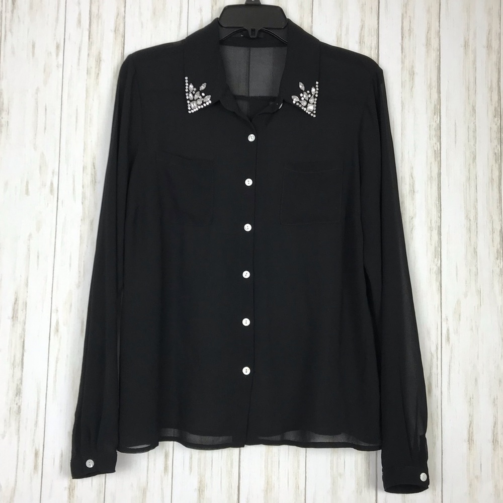 Iris Los Angeles Sheer Long Sleeve Blouse.